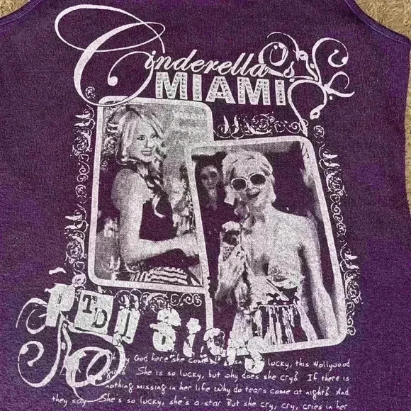 RARE Y2K Cinderella Miami Pop Stars Paris Hilton Bedazzled Tank Top - Picture 4 of 10